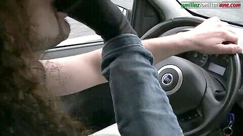 Giulia dominates with her feet while driving - full foot supremacy in the car!