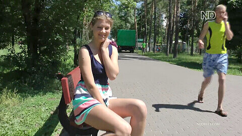 Sabrina exposes herself in a kinky public park holiday