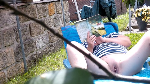 Annoying old neighbor ruining weekend reading - a look into outdoor voyeurism with sexy friends