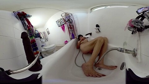 Lizzy Yum gets in some solo fun with her big boobs and anal toys in the shower