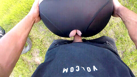 Motorcycle fuck, motorcycle dildo, point of view