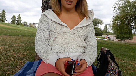 Blonde amateur latina shows off all her goods for cash in public