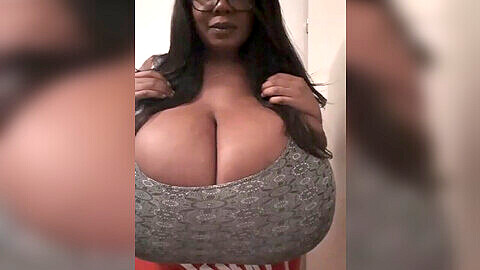 Giant boobs, ebony, homemade