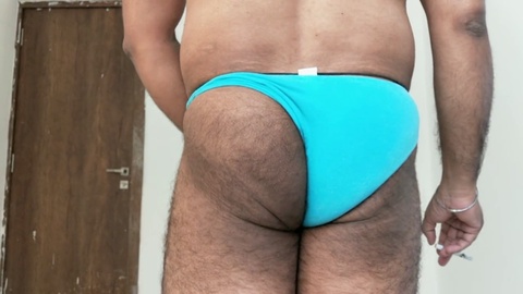 Horny professor in sexy g-string underwear pleasures himself in the neighbor's room