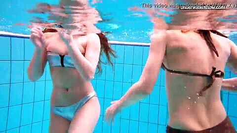 Naturist, pool, girls-swimming