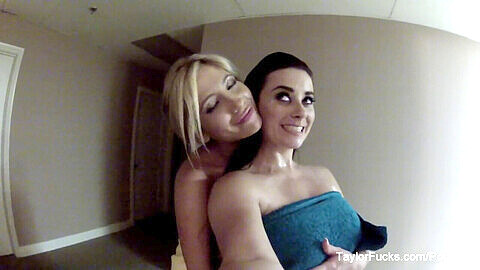 Busty babes Tasha Reign and Taylor Vixen's behind-the-scenes shower session