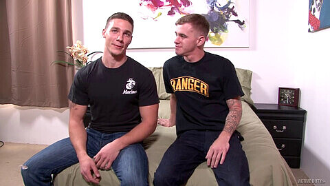 ActiveDuty's muscular marine experiences his first wet doggy style on camera