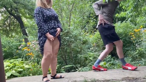 Mature BBW milf peeing in public outdoors