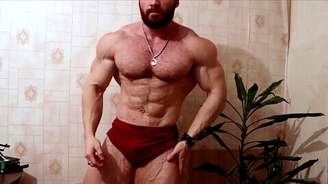 Hairy muscle, muscle posing, gay muscle daddy