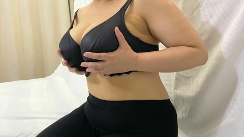 Biggest tits, big nips, black bra