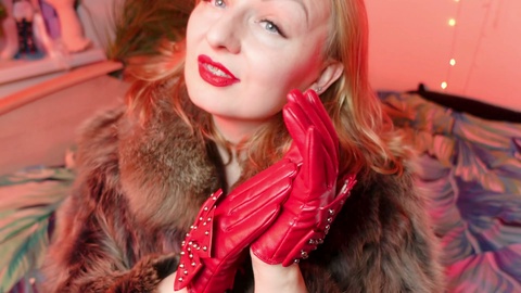 Arya's Sensual ASMR Glove Fetish Experience - Close-Up Movie with Red Leather Gloves