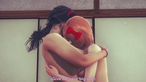 Sayori aus dem Doki Doki Literature Club genießt eine leidenschaftliche lesbische Begegnung!