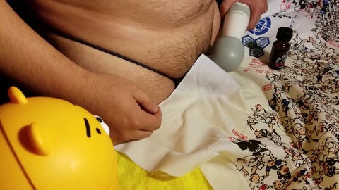 Cute night becomes super hot as Japanese muscle hunk toys himself with a magic wand