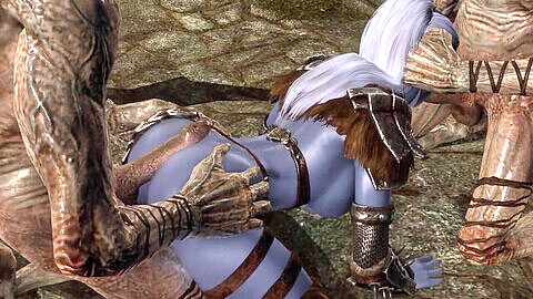 Skyrim porn featuring Falmer's toy taking on two monster cocks in a threesome