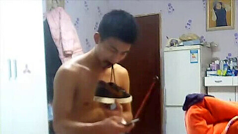 Real straight tricked cam, chinese man solo cam, web cam chinese