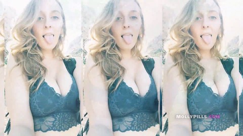 Horny hiker Molly Pills masturbates in public, stretching her tight pussy with a big dildo and showing off her amazing natural tits and big ass