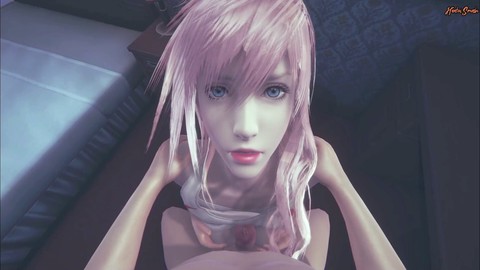 Intensa acción POV con Lightning siendo llenada de esperma - El Deseo Final: Porno en 3D de anime