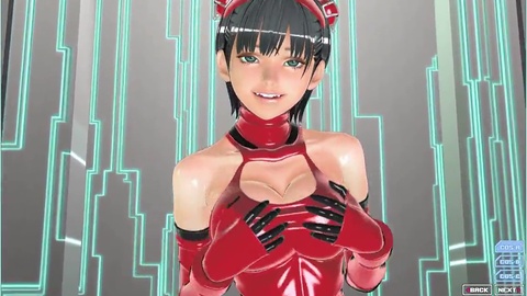 Una chica hentai tridimensional se pierde en trance.