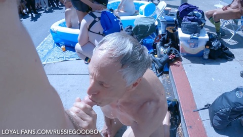 Kinky daddy enjoys golden shower and raw public pounding at Folsom Street Fair