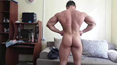 Bodybuilder, gay posing nude, бодибилдер