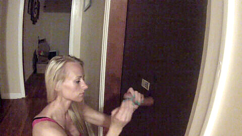 Blonde MILF couldn't resist a hard cock through the gloryhole!