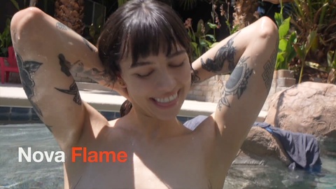 Naughty poolside rendezvous with Nick Marxx and Nova Flame