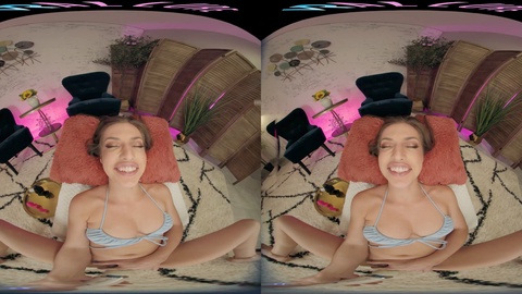 Virtual reality seduction, POV watching, and smooth shaved cunt