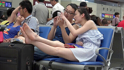 Japanese feet, japanese voyeur, airport sex