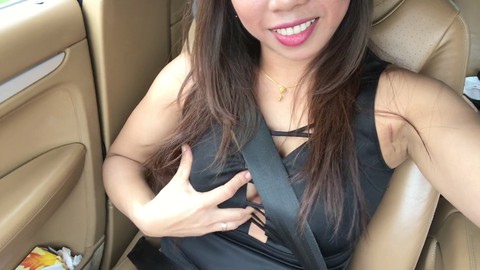 Masturbation in the car passenger seat