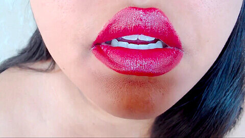 Joi, big red lips, mouth fetish