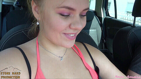 Plump nubile German girl gets lost and pays with her body for a memorable car pickup