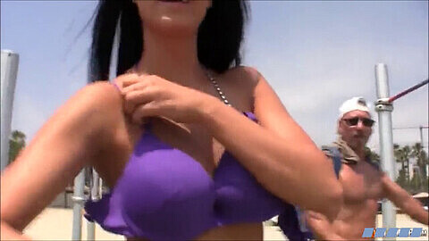 Melissa Ria flaunts her natural tits in public at a Spanish beach