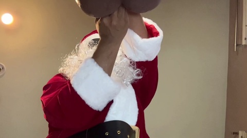 Horny Santa plows a sex doll leading to numerous cumshots and naughty play