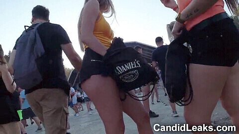 Butt grab candid, candid shorts ass cheeks, big butt festival