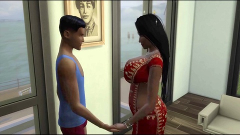Indian animated sex movie with an auntie and a guy