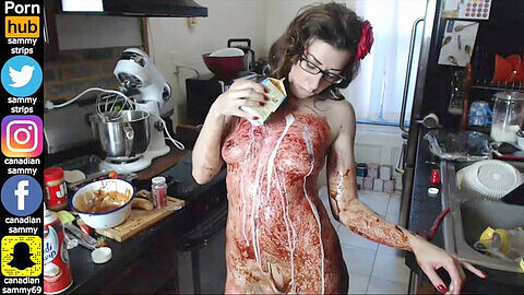 Sammy Strips gets messy and wild with food in this foot worship highlight reel!