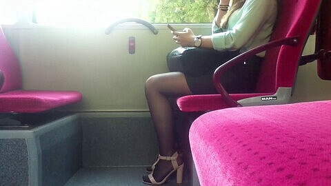 Public nylon, public shoeplay, public train bus