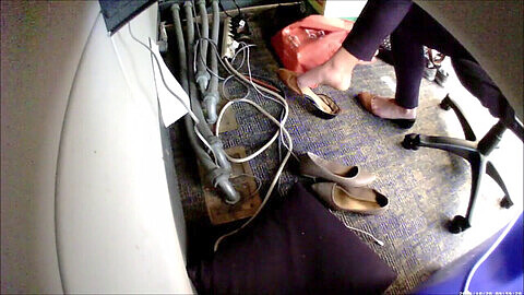 Office feet under table, flats shoes, flats shoeplay