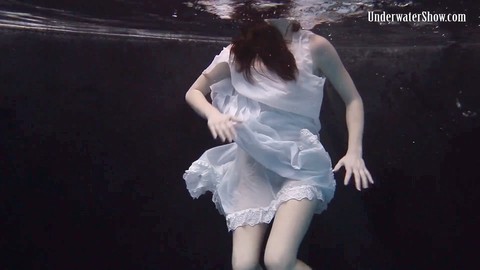 Very hot brunette, underwatershow, slender