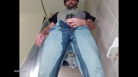 Load of cum, self pee, solo male jerking off