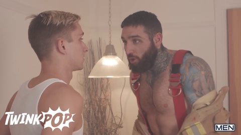 Firefighter Tony D'Angelo gets a surprise at a false alarm and Theo Brady offers up his tight ass to relieve him - TWINKPOP