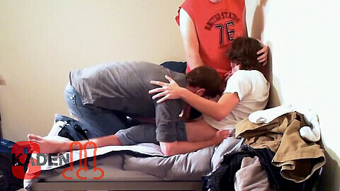 Dorm apartment blowjobs (Part 1) with horny college guys trying out dick sucking for the first time