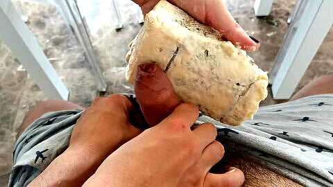 Inexperienced Italian girlfriend gives a handjob with a twist of Gorgonzola cheese!
