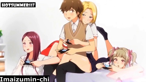La demi-sœur dans l'anime manga hentai se lance dans un trio torride avec la belle-mère