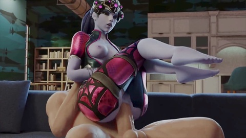 Widowmaker takes a rock-hard pipe in her tight ass while showing off her juggling skills