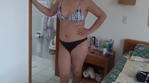 Curvy stepmom at the beach in a skimpy bikini seeks a hung stud to satisfy her desires
