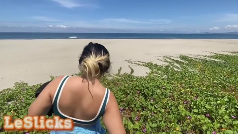 Asian big tits, beach blowjob, vlog