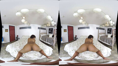 VR experience with Ebony MILF Misty Stone who passionately deep-throats you to completion