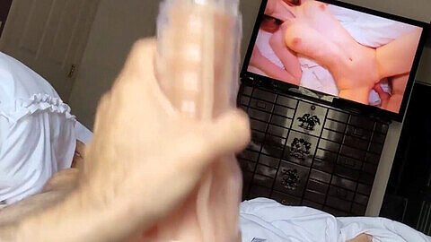 Guy watching porn, porno whore, solo male fleshlight moaning