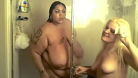 Anastasia, the BBW beauty, gives a sexy squeeze to her lesbian partner
